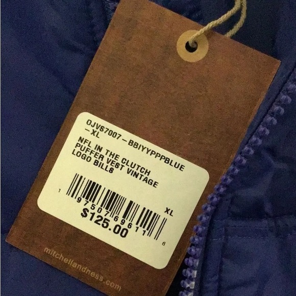 NWT Mitchell & Ness Buffalo Bills Throwback Puffer Vest XL Deadstock - Picture 3 of 4